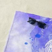 Zeepaardvis Zee Shell op Ocean Waterverf Blues Strandlaken (In situ)