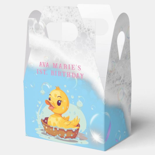 Zeepachtig Geel Rubber Eend Meisje 1e Verjaardagsf Bedankdoosjes (Geopend)