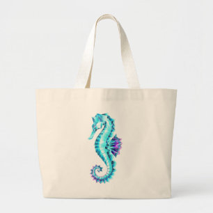 Zeepaerdje van kristal ijs op blauwe achtergrond grote tote bag