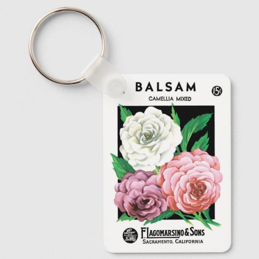  zeepakketlabel Art, Camellia Flowers Sleutelhanger (Voorkant)