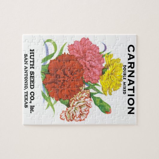 zeepakketlabel kunst, anjerbloemen legpuzzel (Horizontaal)