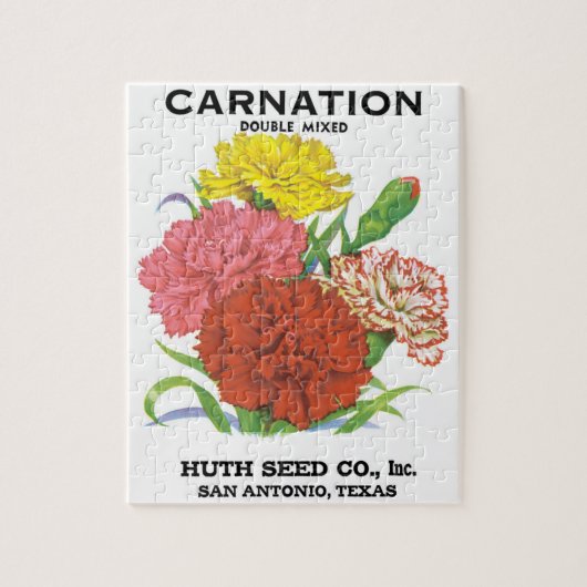 zeepakketlabel kunst, anjerbloemen legpuzzel (Verticaal)
