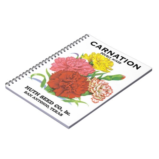  zeepakketlabel kunst, anjerbloemen notitieboek (Linkerzijde)