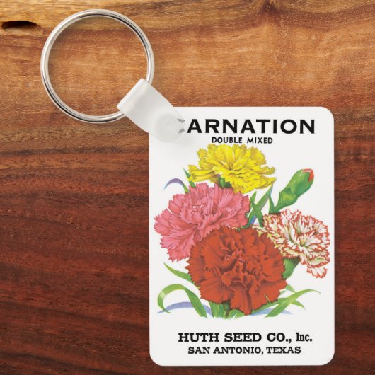 zeepakketlabel kunst, anjerbloemen sleutelhanger (Voorkant)