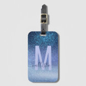 Zeepastel Blue Triple Glitter Ombre Gradient Bagagelabel (Voorkant (verticaal))