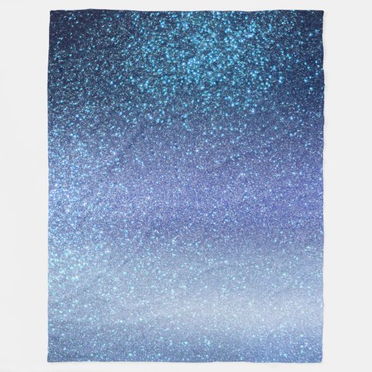 Zeepastel Blue Triple Glitter Ombre Gradient Fleece Deken (Voorkant)