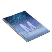 Zeepastel Blue Triple Glitter Ombre Gradient Notitieboek (Rechterzijde)
