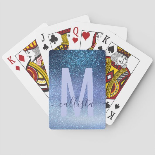 Zeepastel Blue Triple Glitter Ombre Gradient Pokerkaarten (Achterkant)