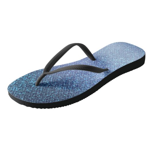 Zeepastel Blue Triple Glitter Ombre Gradient Teenslippers (Schuin)