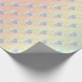 Zeepbellen op pastelregenboog cadeaupapier (Hoek)