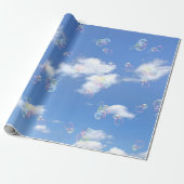 zeepbellen op Sky Cadeaupapier (Uitgerold)