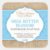 zeepetiket | Blauw | jute | Huidverzorging Sticker (Voorkant)