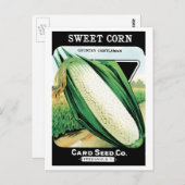  zeeppaket met label kunst, zoete witte corn briefkaart (Voorkant / Achterkant)