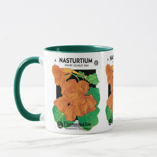  zeepverpakkingslabel kunst, Nasturtium bloemen Mok (Links)