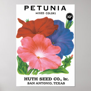  zeepverpakkingslabel kunst, petunia Flowers Poster