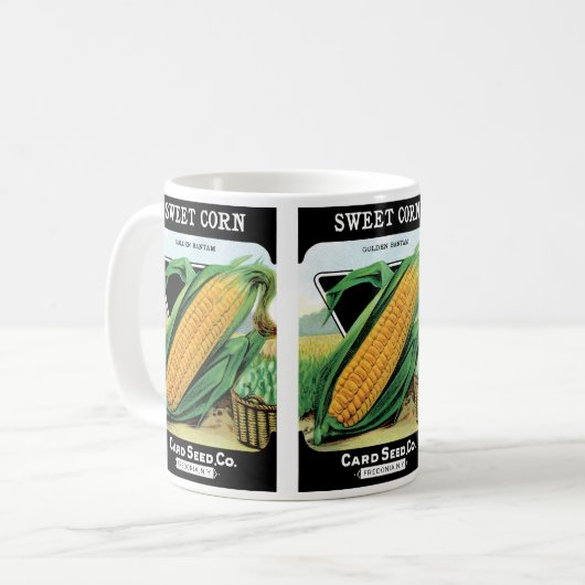 zeepverpakkingslabel kunst, zoete gele corn koffiemok (Voorkant links)