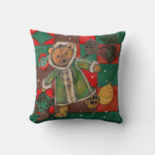 Zeer beige Kerstduitse Bear Pillow Kussen