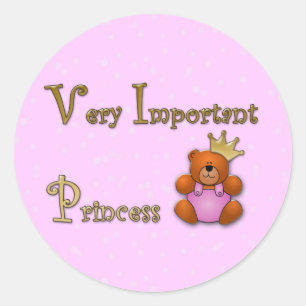 Zeer belangrijke prinses - papierwinkel ronde sticker