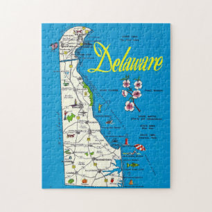 Zeer blauwe kaart van Delaware Legpuzzel