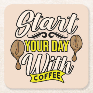 Zeer Cool en Schattig Coffee of Java Vierkante Kartonnen Onderzetter