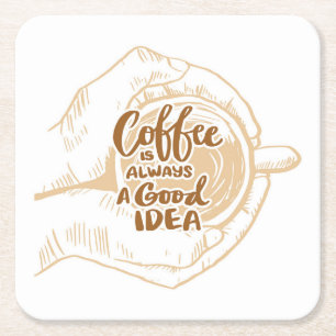 Zeer Cool en Schattig Coffee of Java Vierkante Kartonnen Onderzetter