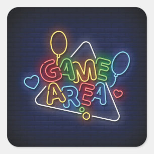 Zeer Cool & Kleurrijk Gesimuleerd Neon Teken Spelg Vierkante Sticker