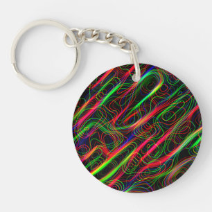 ZEER COOL Neon Kleurrijke Gebogen Lijnen Sleutelhanger
