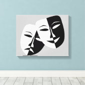 Zeer coole comedy- en tragische theatermaskers canvas afdruk (Insitu (Houten vloer))