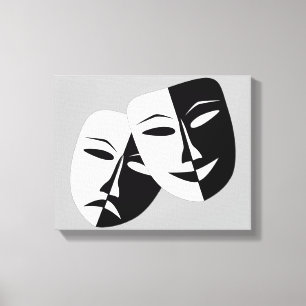 Zeer coole comedy- en tragische theatermaskers canvas afdruk