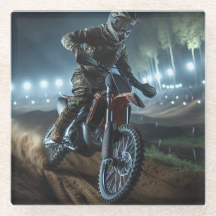Zeer coole MotoCross concurrentie digitale renderi Glazen Onderzetter