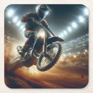 Zeer coole MotoCross concurrentie digitale renderi Vierkante Kartonnen Onderzetter