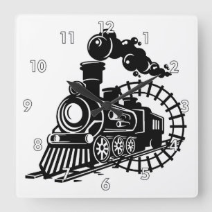 Zeer coole  stoomtreinlocomotief vierkante klok