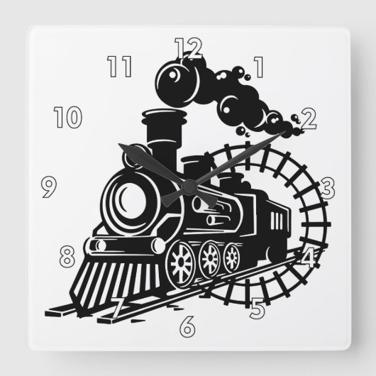 Zeer coole  stoomtreinlocomotief vierkante klok (Voorkant)