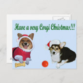 Zeer Corgi Kerstmis het Blauwe Briefkaart van M & (Voorkant / Achterkant)