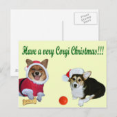 Zeer Corgi Kerstmis het Gele Briefkaart van M & (Voorkant / Achterkant)