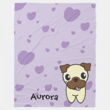 Zeer Cute Aurora de Pug Paarse Heart
