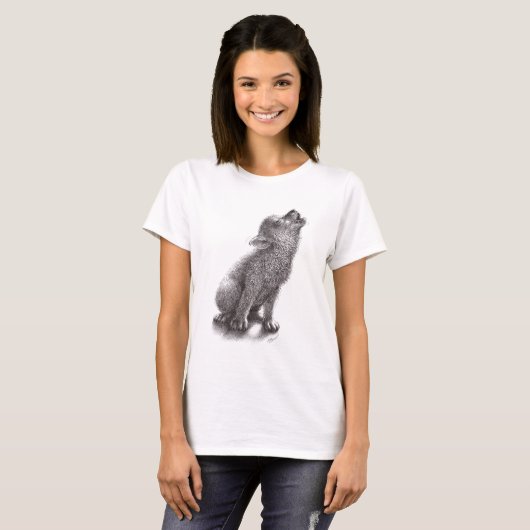 Zeer Cute Howling Dog Wolf T-Shirt (Voorkant volledig)