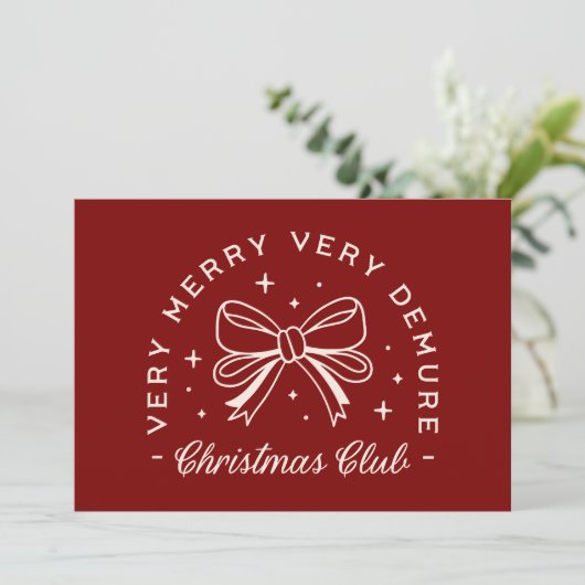 Zeer demure kerstclub rode preppy esthetiek feestdagenkaart (Staand voorkant)