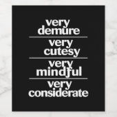 Zeer demure Zeer schattig Zeer attente demure Wijn Etiket (Enkel label)