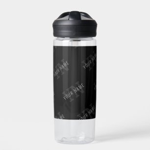 Zeer donkergrijs & zwart monogram naam patroon waterfles