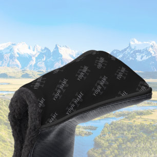 Zeer donkergrijze en zwarte monogram naam patroon golfheadcover