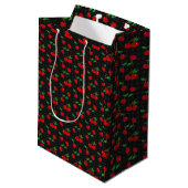Zeer dotty Cherry Gift Bag in Black Medium Cadeauzakje (Achterkant Gekanteld)