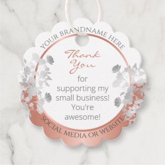 Zeer elegant Floral White en Roos Gold Product Bedankjes Labels