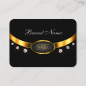 Zeer elegant zwart en goud met Monogram Diamonds Visitekaartje (Voorkant)