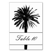 Zeer elegante palmbomen huwelijkskaartjes met tafe