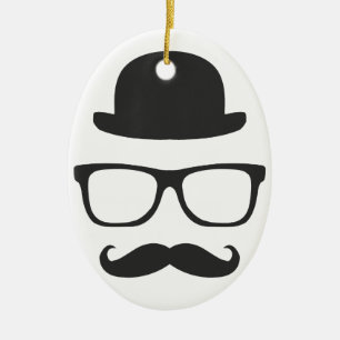 Zeer Engelse Mustache Keramisch Ornament