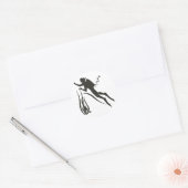 Zeer Funny SCUBA-duiker Ronde Sticker (Envelop)