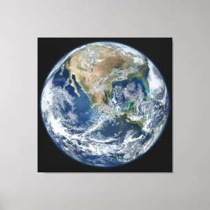 Zeer gedetailleerde aarde Blauw marmer Canvas Afdruk