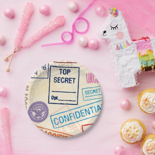 Zeer geheim - Buiten houden Papieren Bordje (Feest)