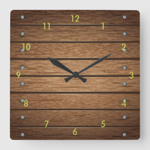 Zeer gesimuleerde wandklok met houten plaat vierkante klok